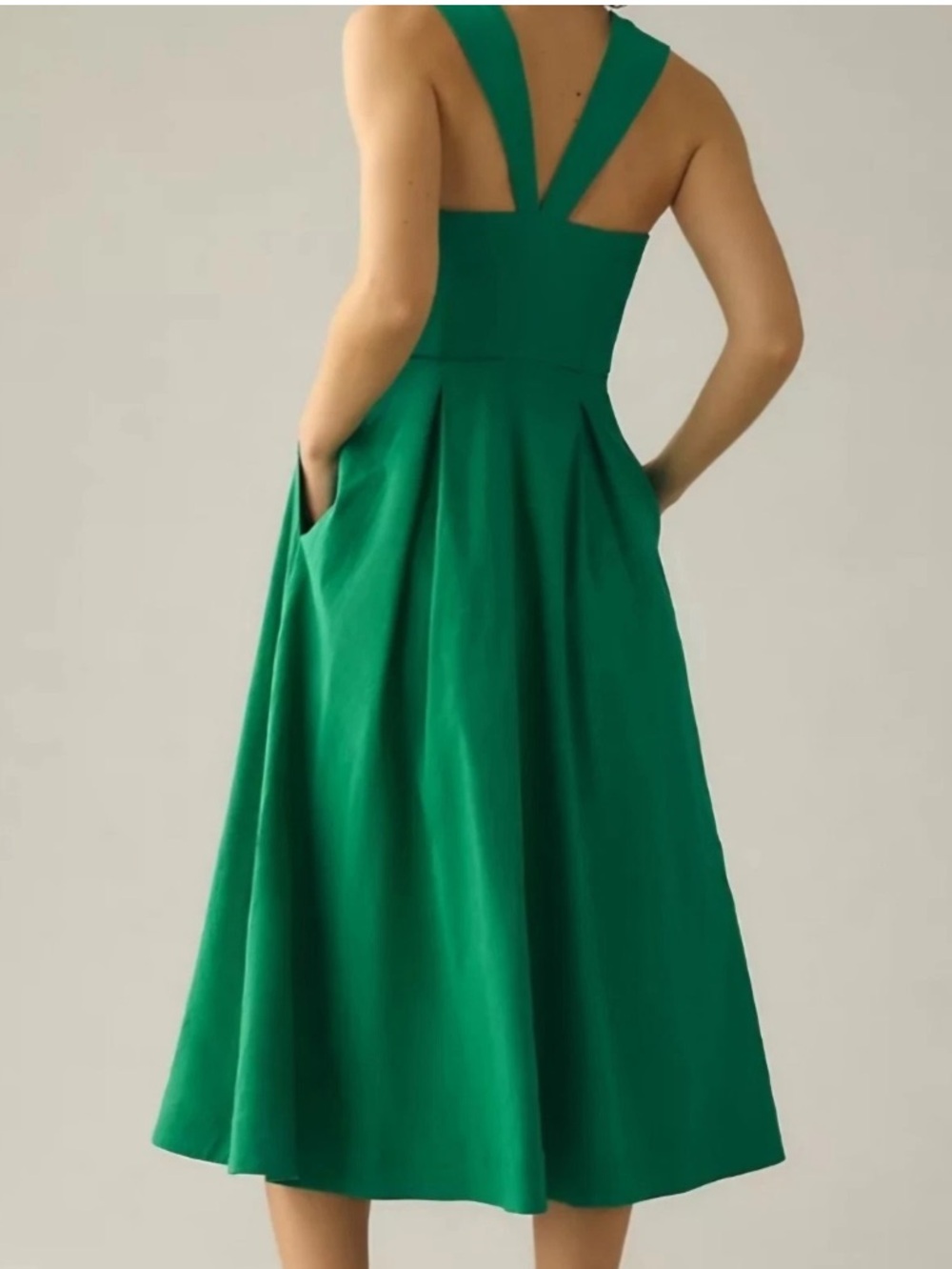 MAEVE ANTHROPOLOGIE GREEN BUTTON FRONT MIDI DRESS SZ 8 BROKEN ZIPPER AS IS - Picture 4 of 13